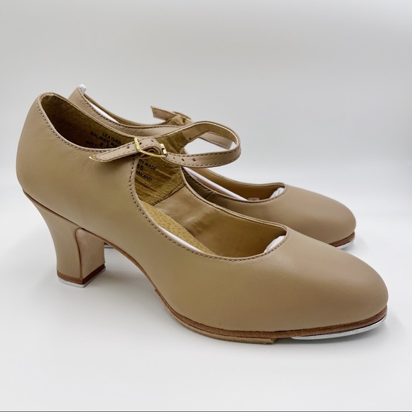 8.5W 8.5 WIDE Capezio # 657 Manhattan Xtreme Caramel Leather Tap Dance Shoes - Picture 2 of 14